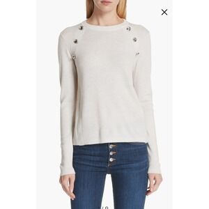 Veronica Beard Pearson Merino Wool Sweater‎ Nautical Quiet Luxury Cream Small